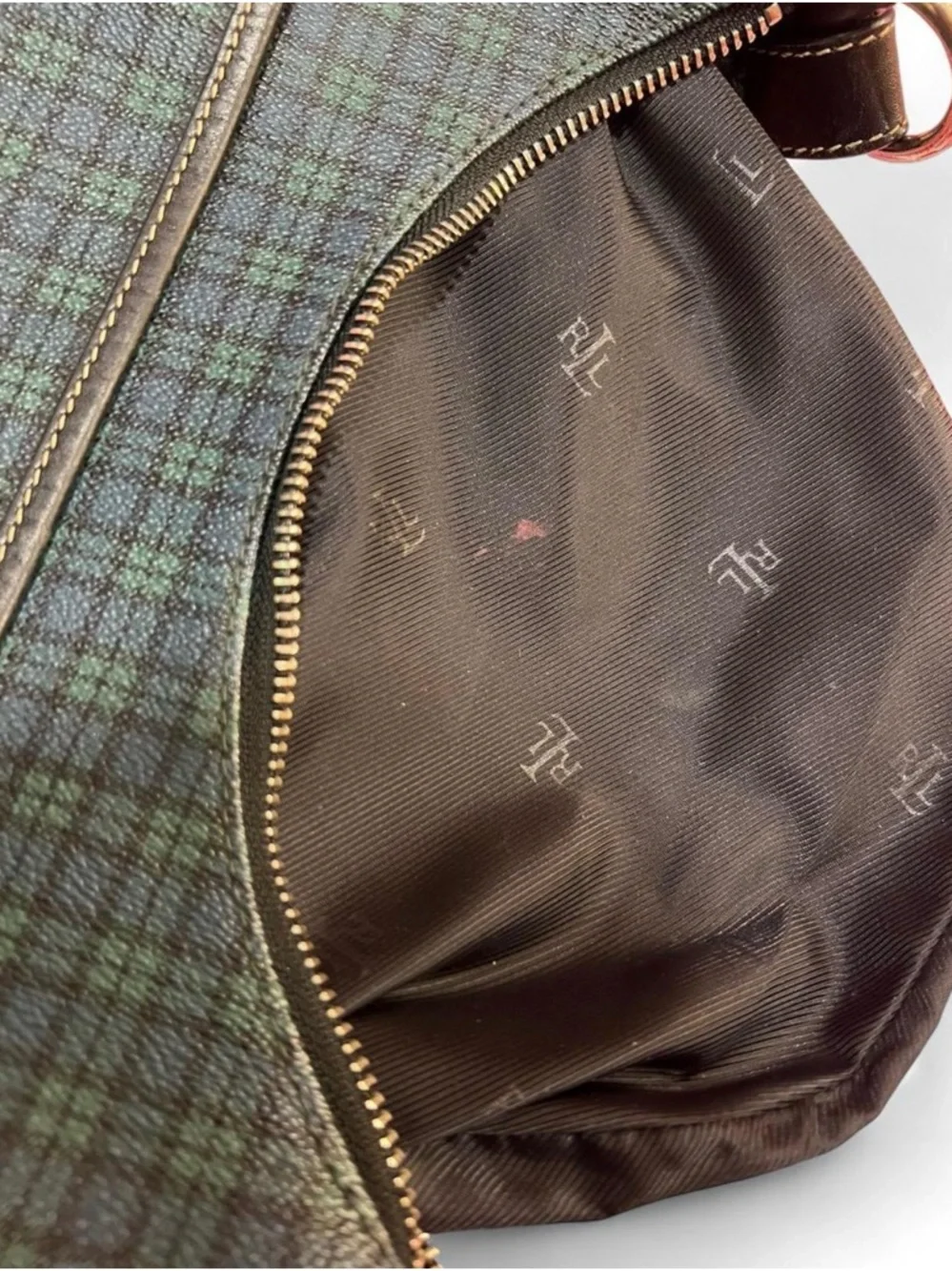 Vintage Ralph Lauren Plaid Leather Hobo Shoulder Bag Old Money Preppy - Picture 7 of 7